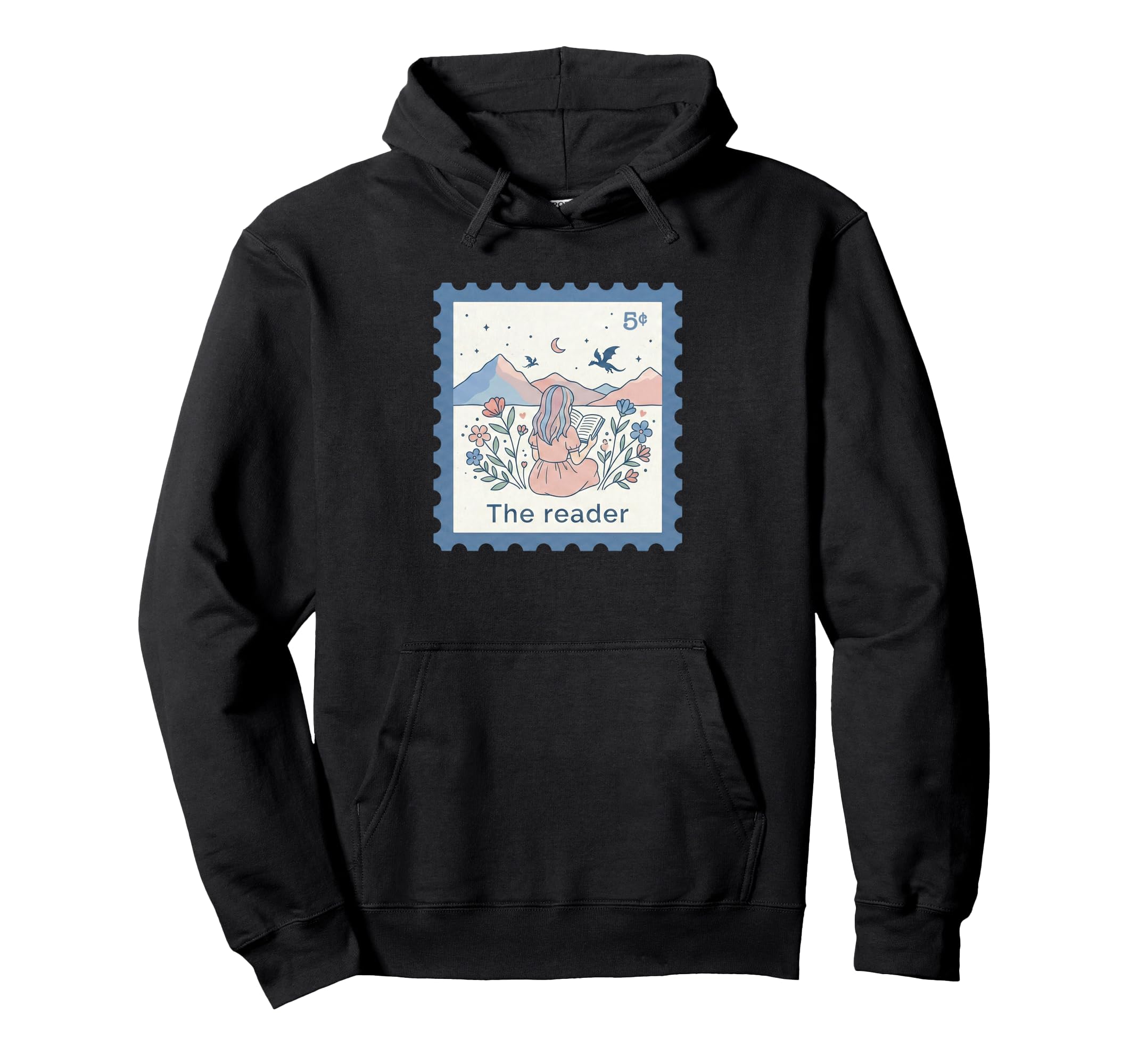 Reader Fantasy Bookish Postage Stamp Hoodie - Novelty Apparel Unisex - T-Shirt, Sweatshirt, Hoodie