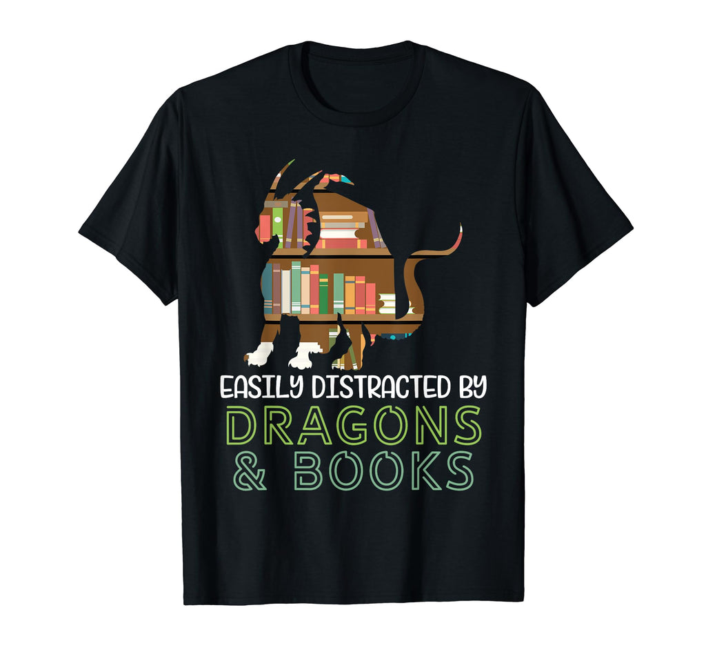 Easily Distracted Dragons Books T-Shirt - Custom Art Print Men Women - T-Shirt, Sweatshirt, Hoodie
