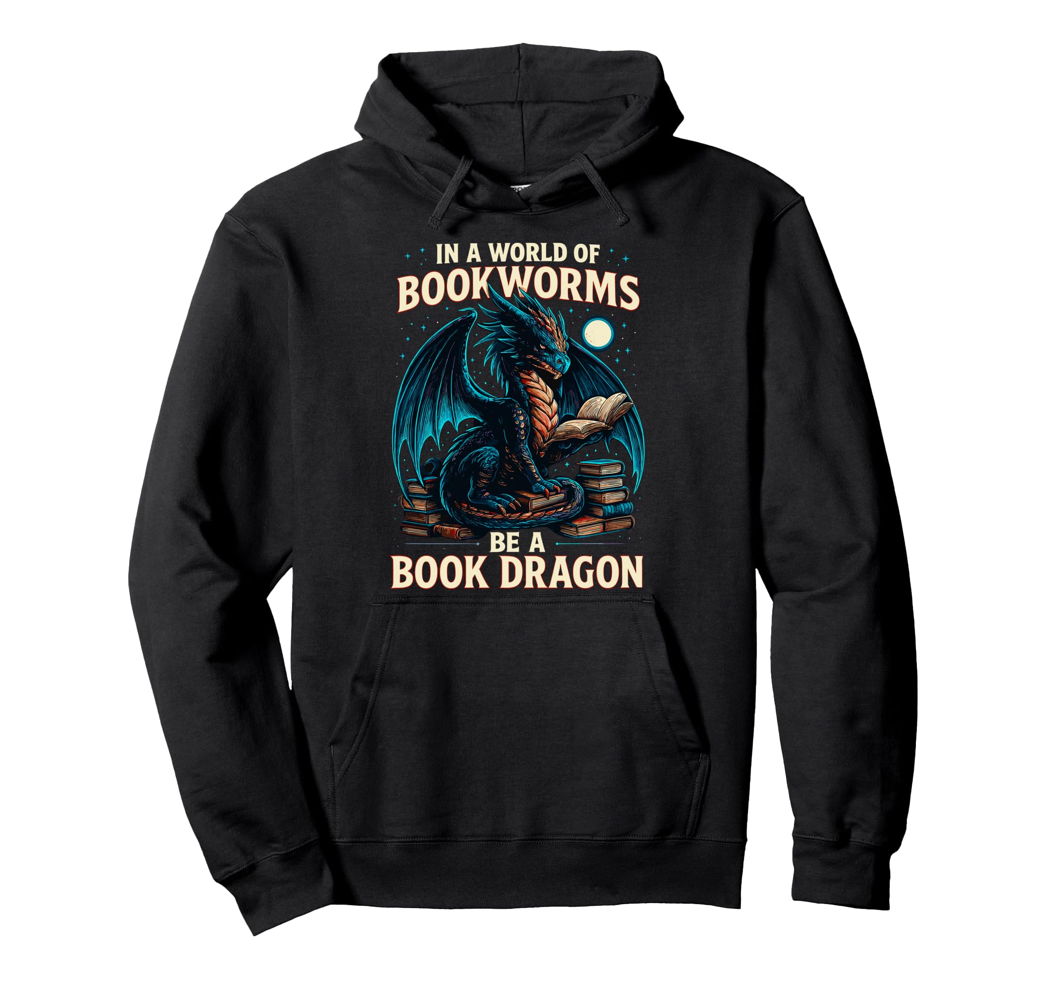 World Bookworms Be Book Dragon Reading Hoodie - Minimalist Print Men Women - T-Shirt, Sweatshirt, Hoodie