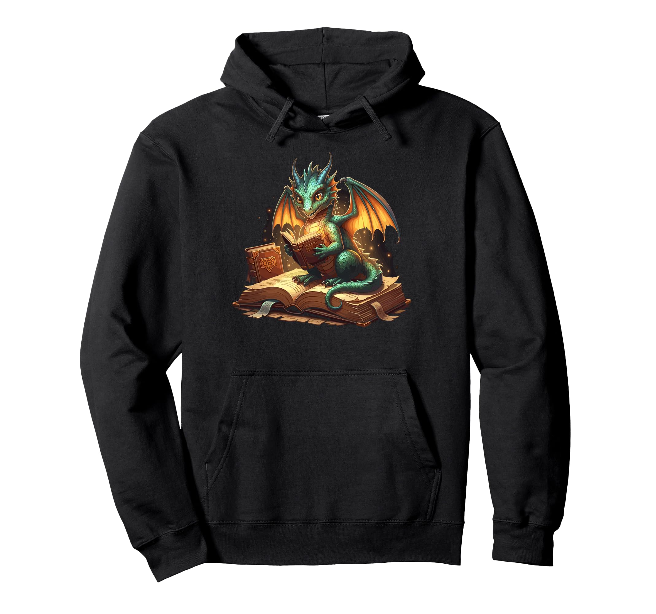 Dragon Bookworm Reading Fantasy Book Art Hoodie - Novelty Apparel Men Women - T-Shirt, Sweatshirt, Hoodie