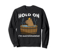 Funny Hold Im Overstimulated Sweatshirt - Minimalist Print for Adults - T-Shirt, Sweatshirt, Hoodie