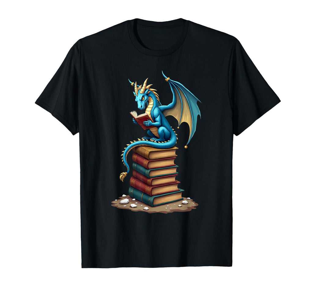 Fantasy Dragon Reading Books T-Shirt - Casual Everyday Wear Men Women - T-Shirt, Sweatshirt, Hoodie