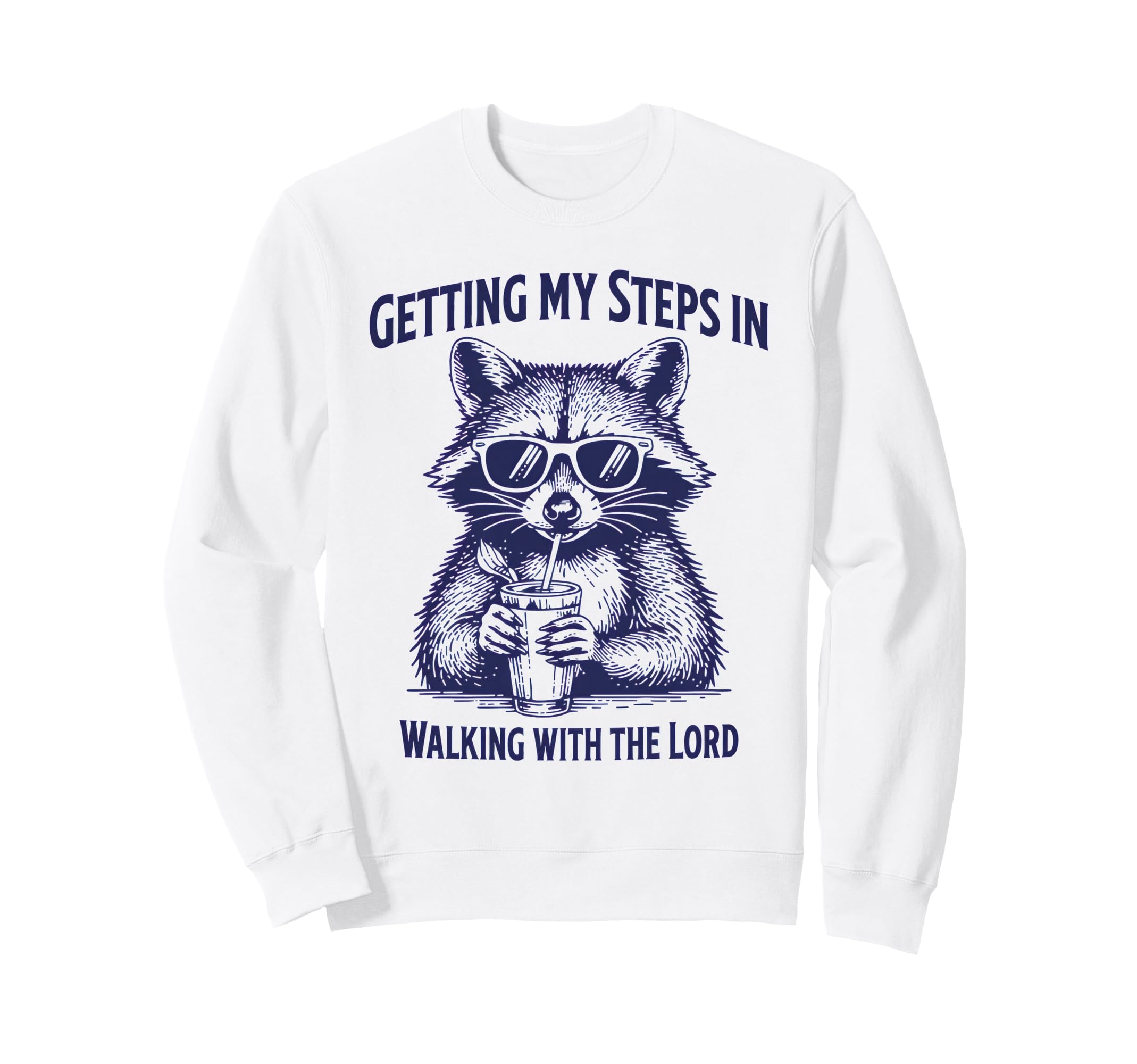 Getting My Steps Walking Lord Raccoon Sweatshirt - Aesthetic Graphic Unisex - T-Shirt, Sweatshirt, Hoodie