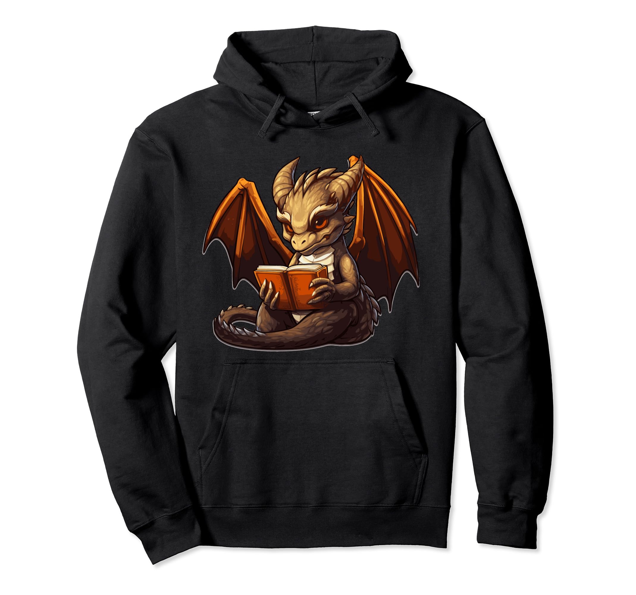 Dragon Reading Book Funny Hoodie - Graphic Print Unisex - T-Shirt, Sweatshirt, Hoodie