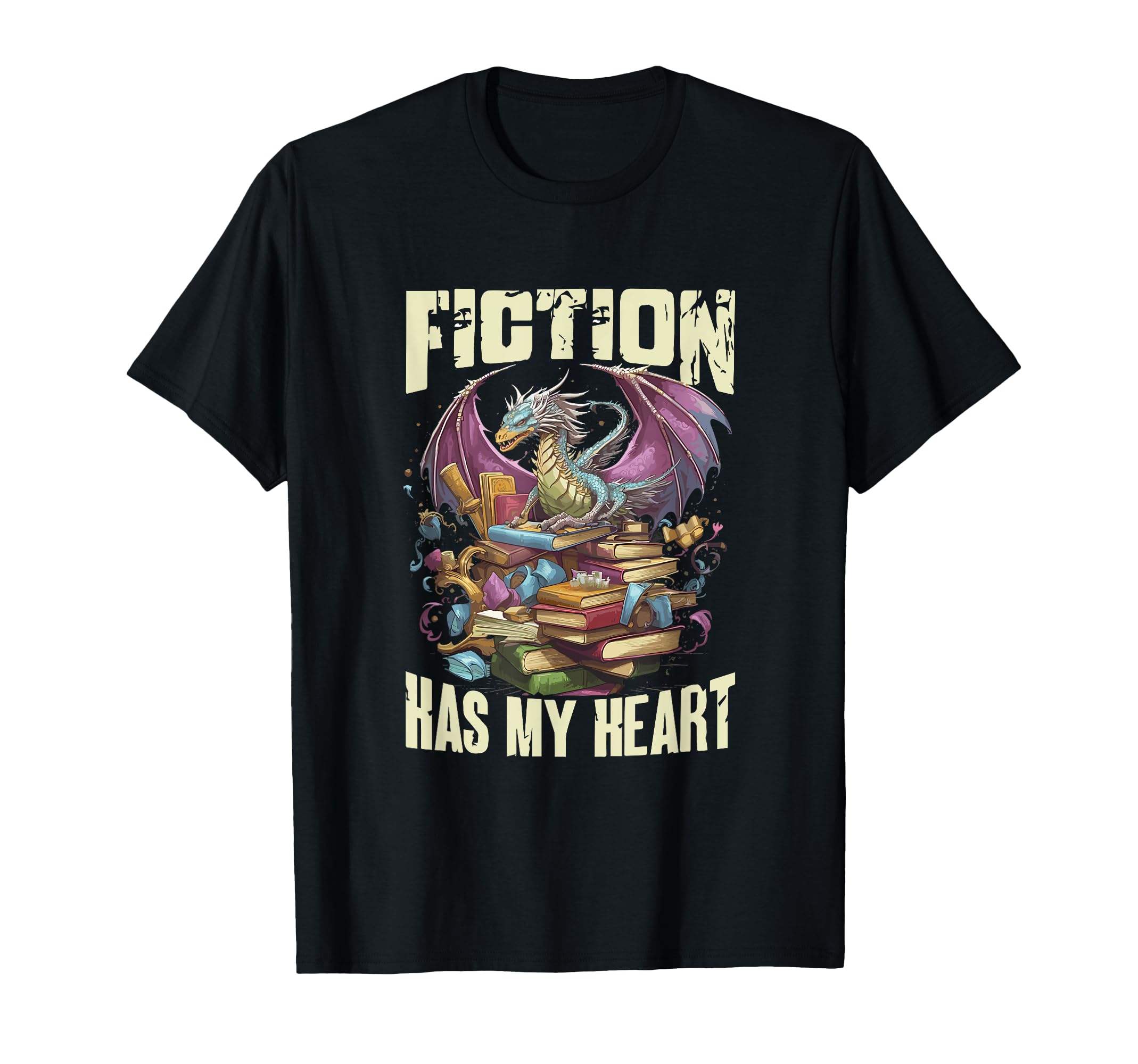 Fiction Has My Heart Books T-Shirt - Fun Novelty Design for Adults - T-Shirt, Sweatshirt, Hoodie