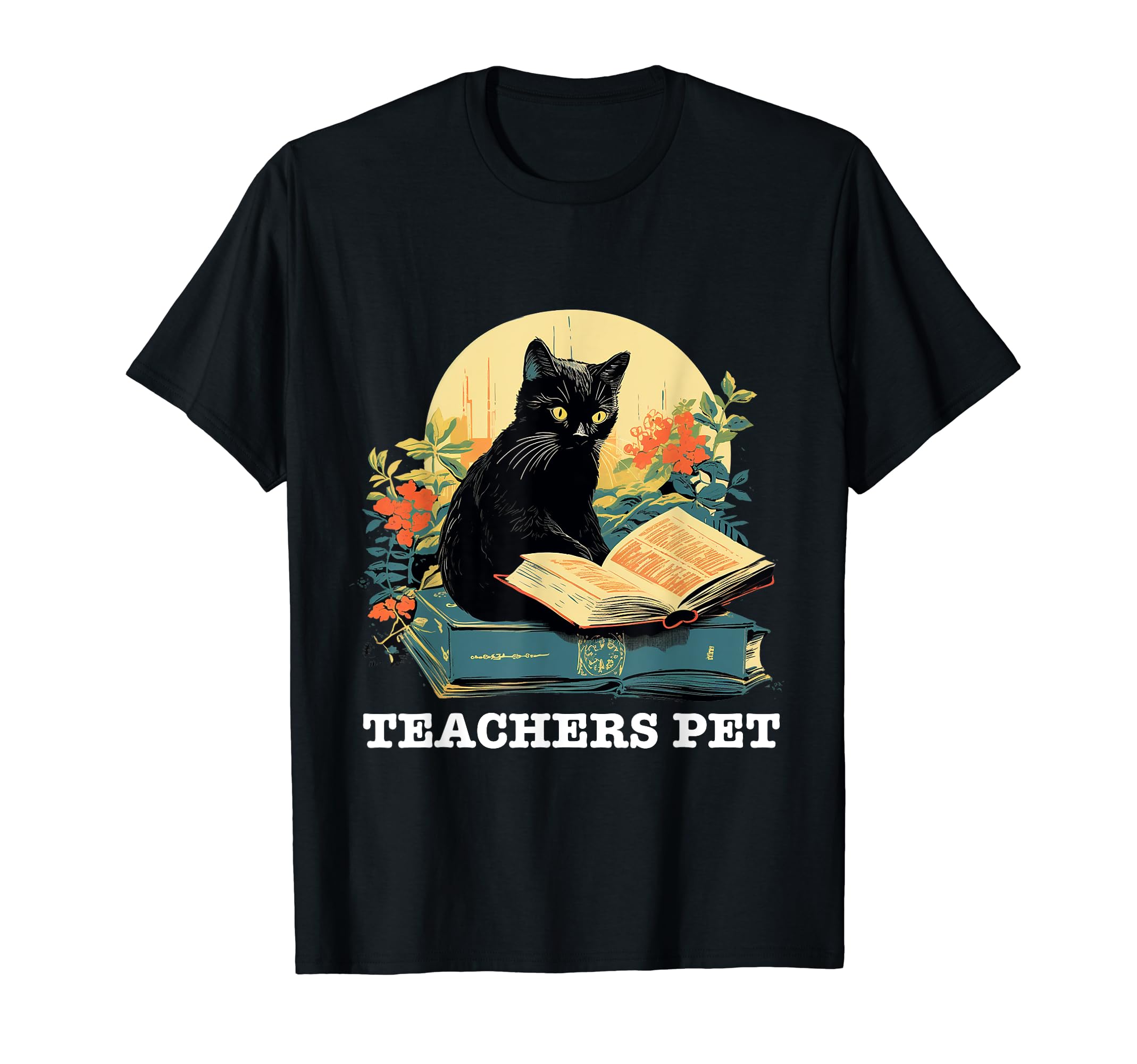 Cat Reading Book Teachers Pet T-Shirt - Casual Everyday Wear Men Women - T-Shirt, Sweatshirt, Hoodie
