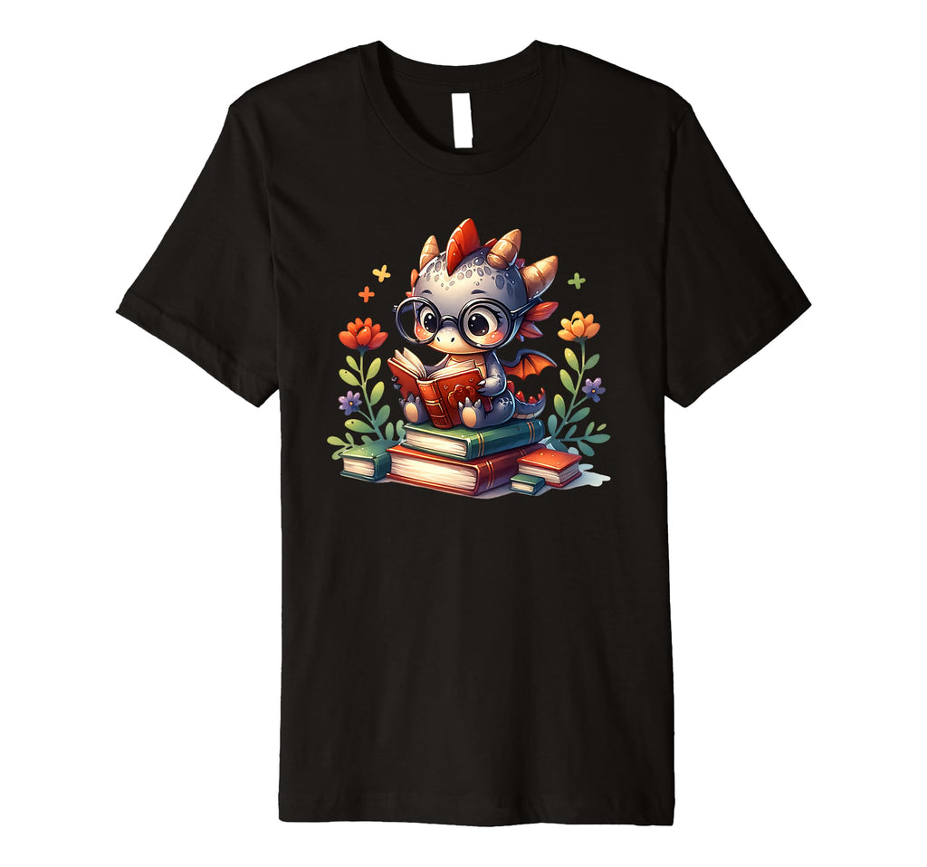 Dragon Glasses Reading Book Bookworm T-Shirt - Custom Art Print for Adults - T-Shirt, Sweatshirt, Hoodie