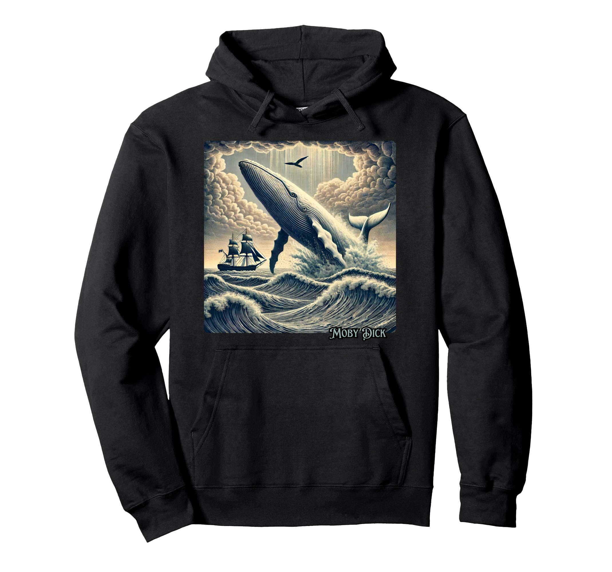 Moby Dick Adventure Nautical Whale Tale Hoodie - Unique Graphic Unisex - T-Shirt, Sweatshirt, Hoodie