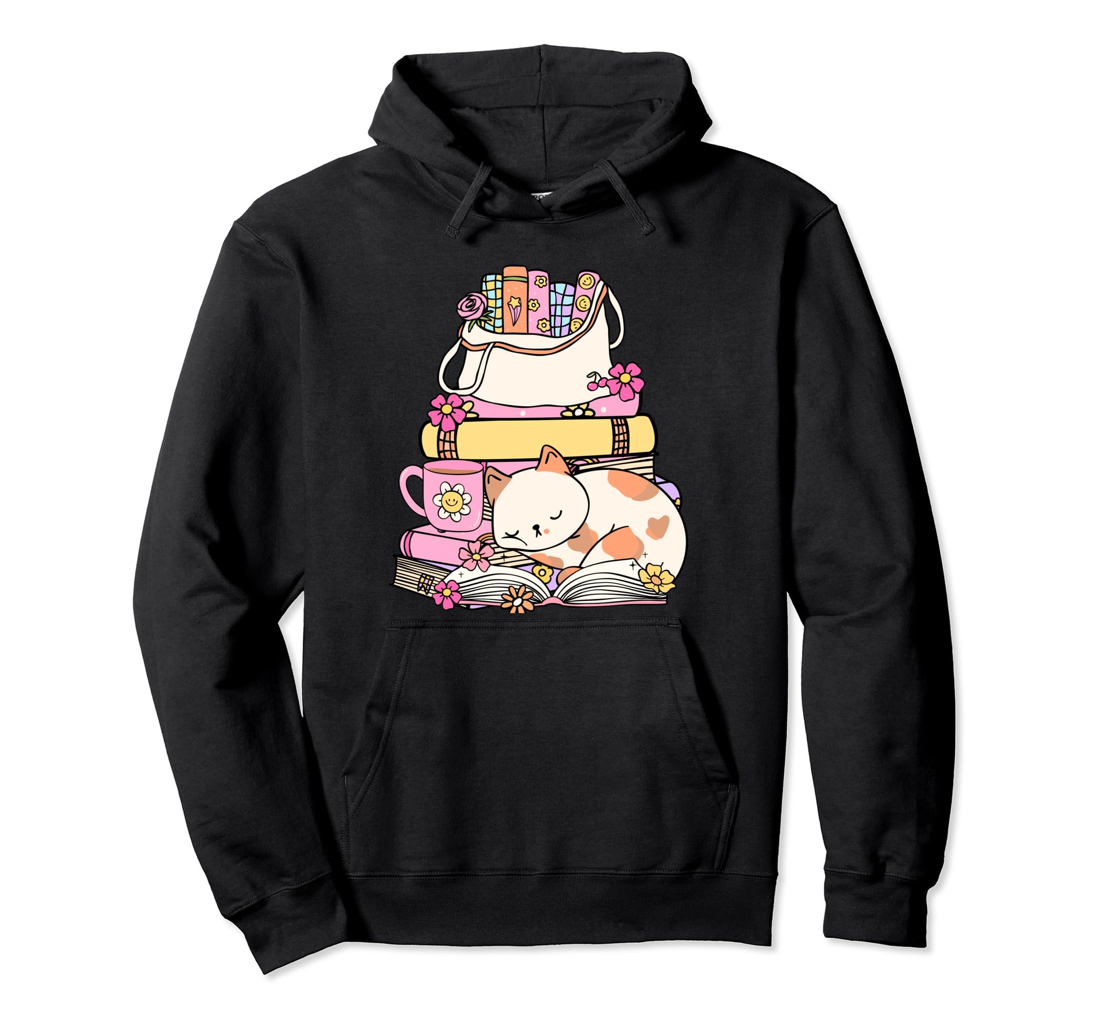 Cats Coffee And Book Bibliophile Hoodie - Minimalist Print Men Women - T-Shirt, Sweatshirt, Hoodie