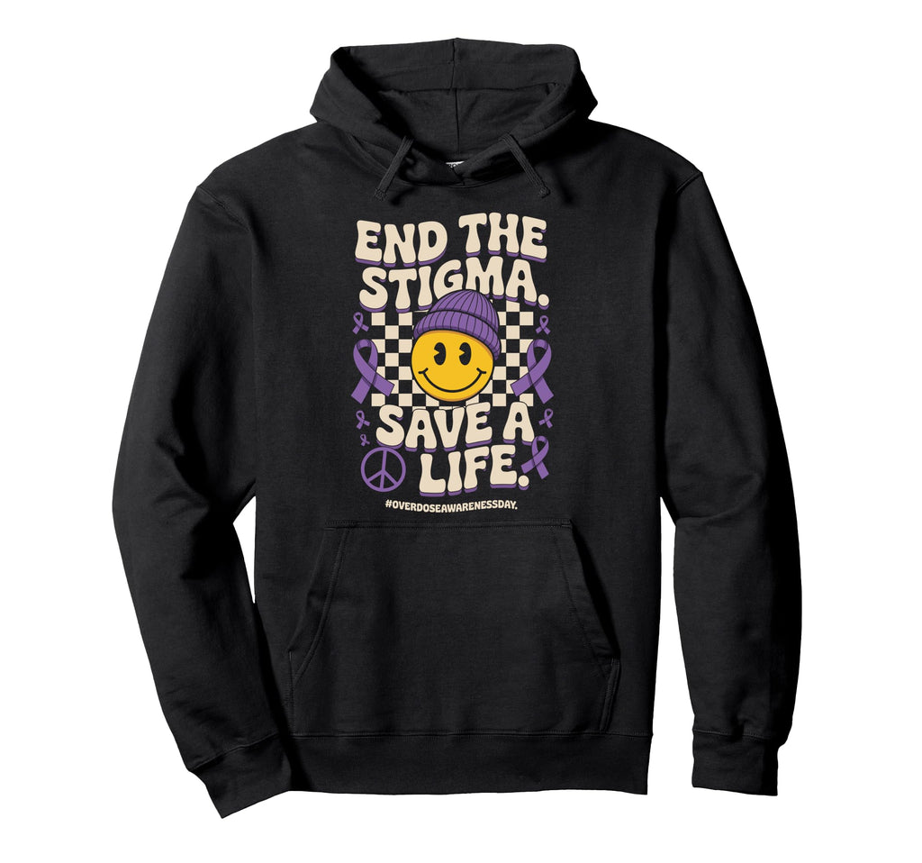 End Stigma Save Life Groovy Overdose Hoodie - Custom Art Print Men Women - T-Shirt, Sweatshirt, Hoodie