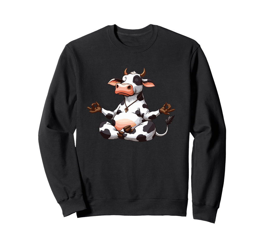Meditation Cow Yoga Pose Relaxing Sweatshirt - Minimalist Print Men Women - T-Shirt, Sweatshirt, Hoodie
