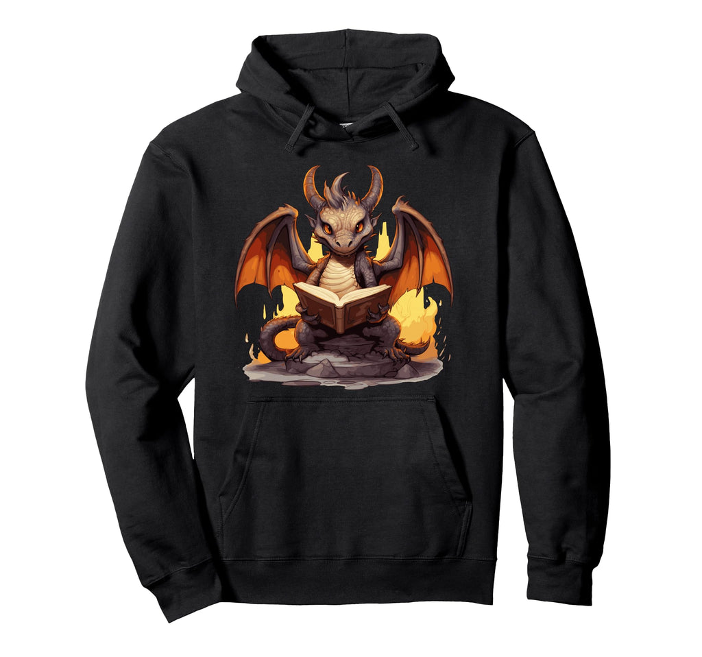 Dragon Reading Book Funny Hoodie - Novelty Apparel Men Women - T-Shirt, Sweatshirt, Hoodie