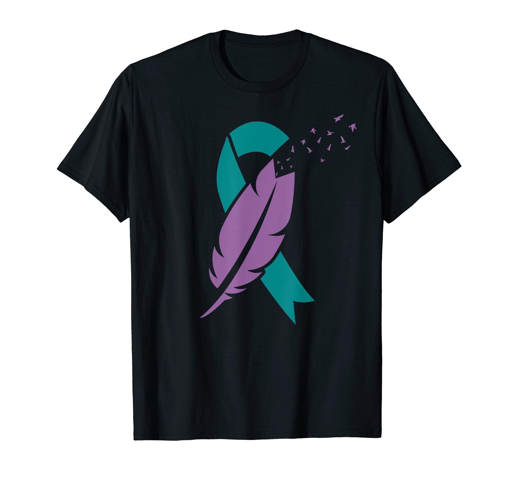 Ribbon Birds Feather Suicide Awareness T-Shirt - Trendy Graphic for Adults - T-Shirt, Sweatshirt, Hoodie