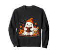 Ghost Reading Book Fall Leaves Sweatshirt - Novelty Apparel for Adults - T-Shirt, Sweatshirt, Hoodie