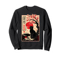 Black Zen Cat Sakura Japanese Sweatshirt - Casual Everyday Wear Unisex - T-Shirt, Sweatshirt, Hoodie