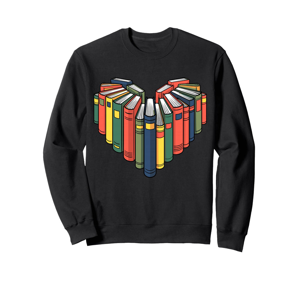 Book Lover Heart Shape Bookish Sweatshirt - Casual Everyday Wear Unisex - T-Shirt, Sweatshirt, Hoodie