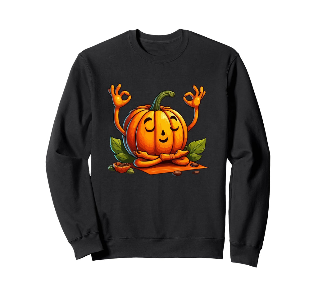 Meditation Pumpkin Yoga Pose Sweatshirt - Minimalist Print for Adults - T-Shirt, Sweatshirt, Hoodie