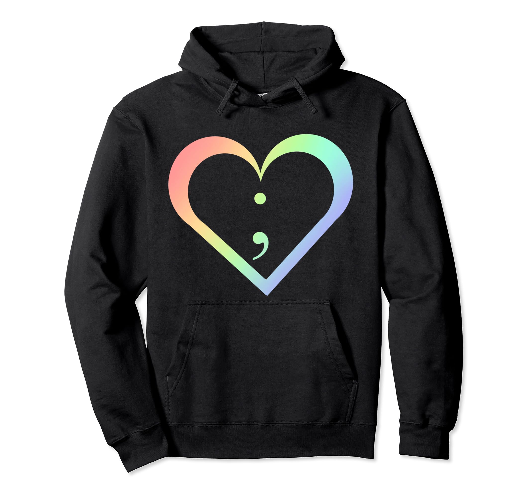Heart Semicolon Mental Health Hoodie - Minimalist Print for Adults - T-Shirt, Sweatshirt, Hoodie