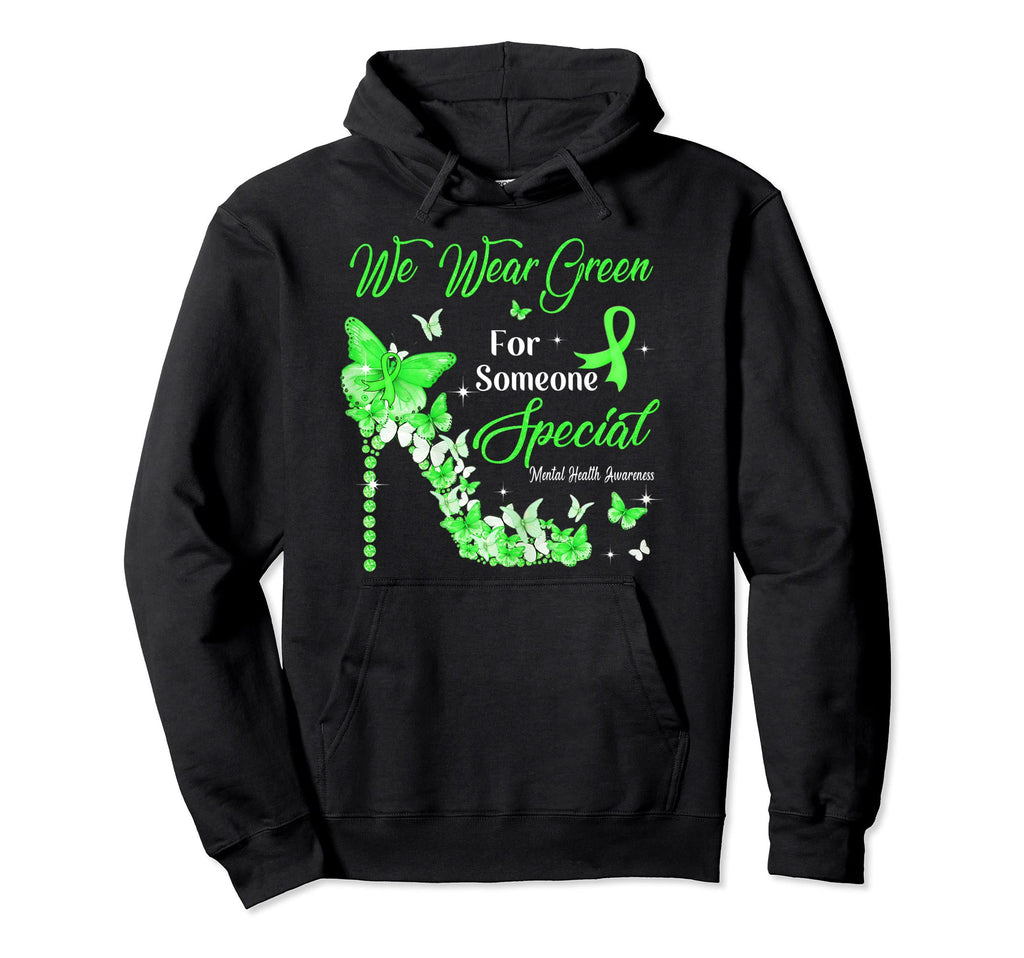 We Wear Green Butterflies Mental Hoodie - Minimalist Print for Adults - T-Shirt, Sweatshirt, Hoodie