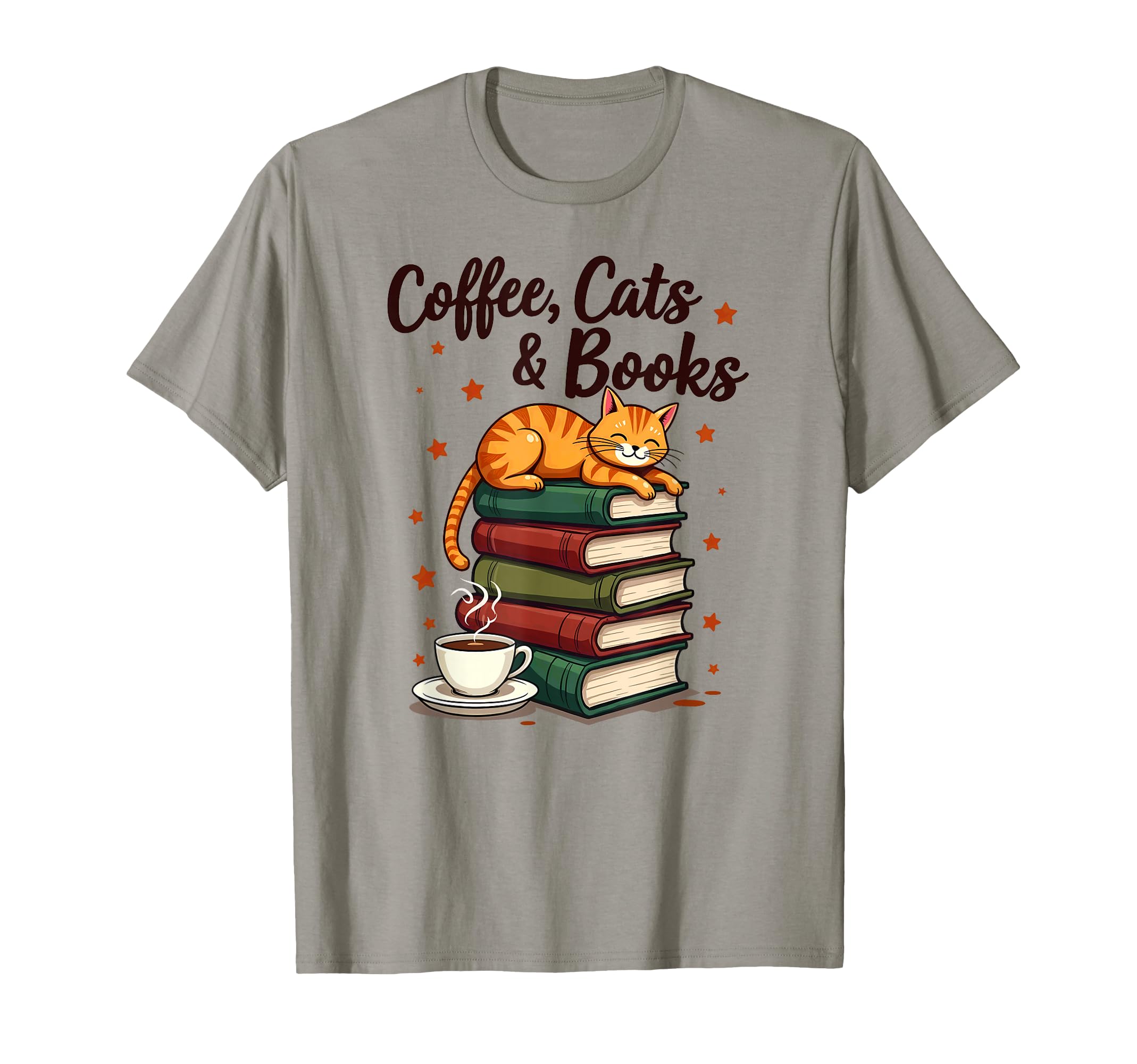 Book Reading Bookworm Coffee Cats Books T-Shirt - Aesthetic Graphic Unisex - T-Shirt, Sweatshirt, Hoodie