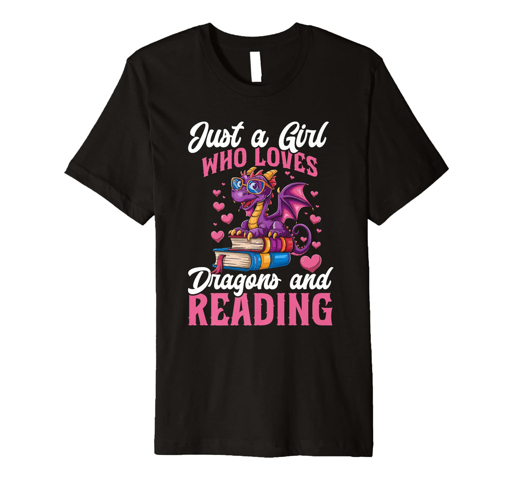 Just Who Loves Dragons And Reading Books T-Shirt - Minimalist Print Unisex - T-Shirt, Sweatshirt, Hoodie