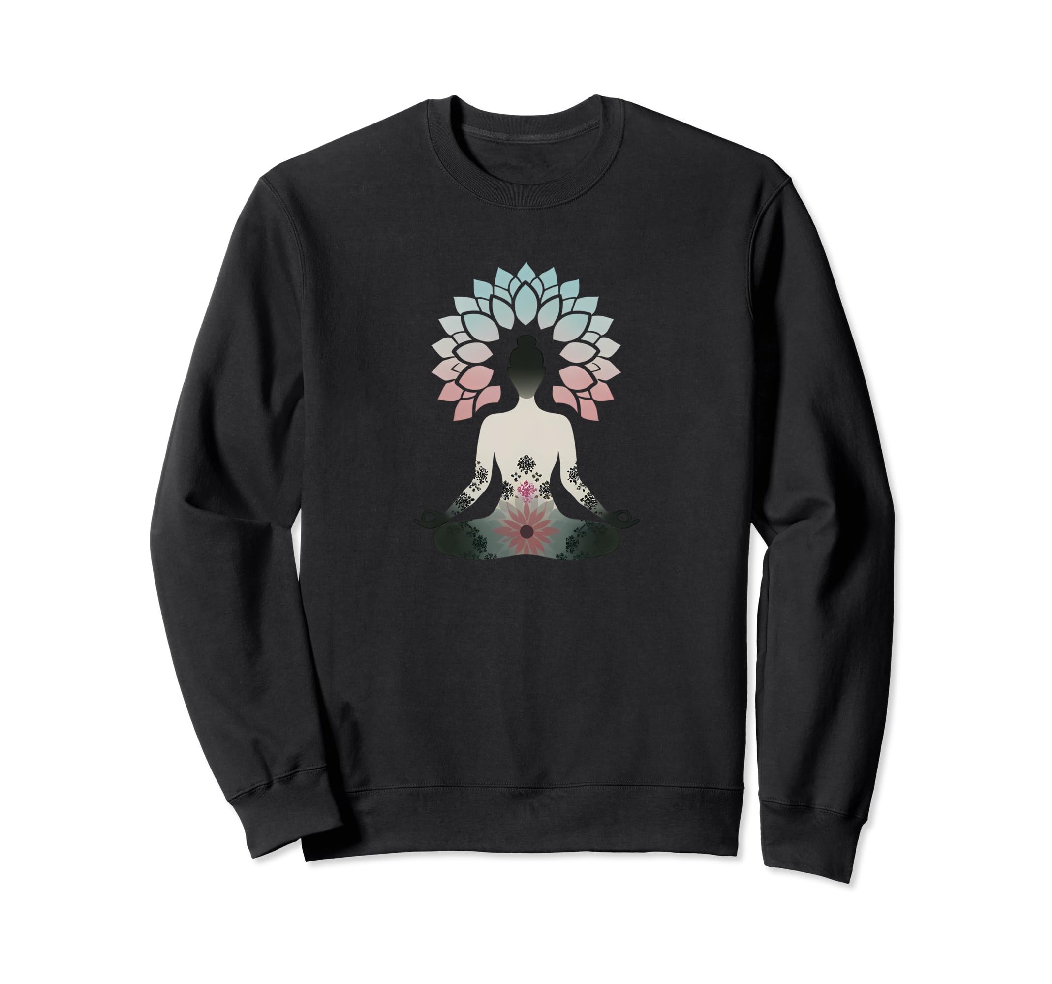 Yoga Meditation Pose Floral Sweatshirt - Casual Everyday Wear Men Women - T-Shirt, Sweatshirt, Hoodie