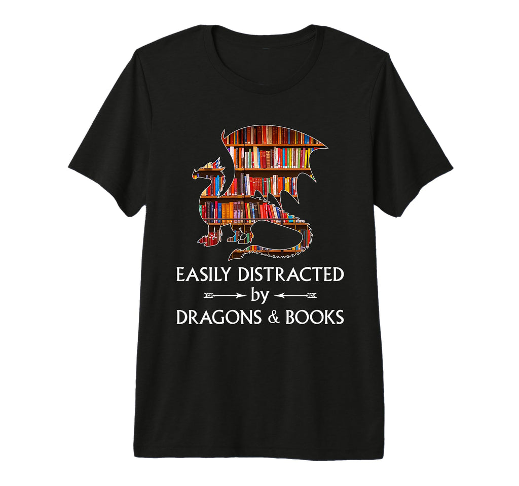 Easily Distracted Dragons And Books T-Shirt - Streetwear Style for Adults - T-Shirt, Sweatshirt, Hoodie