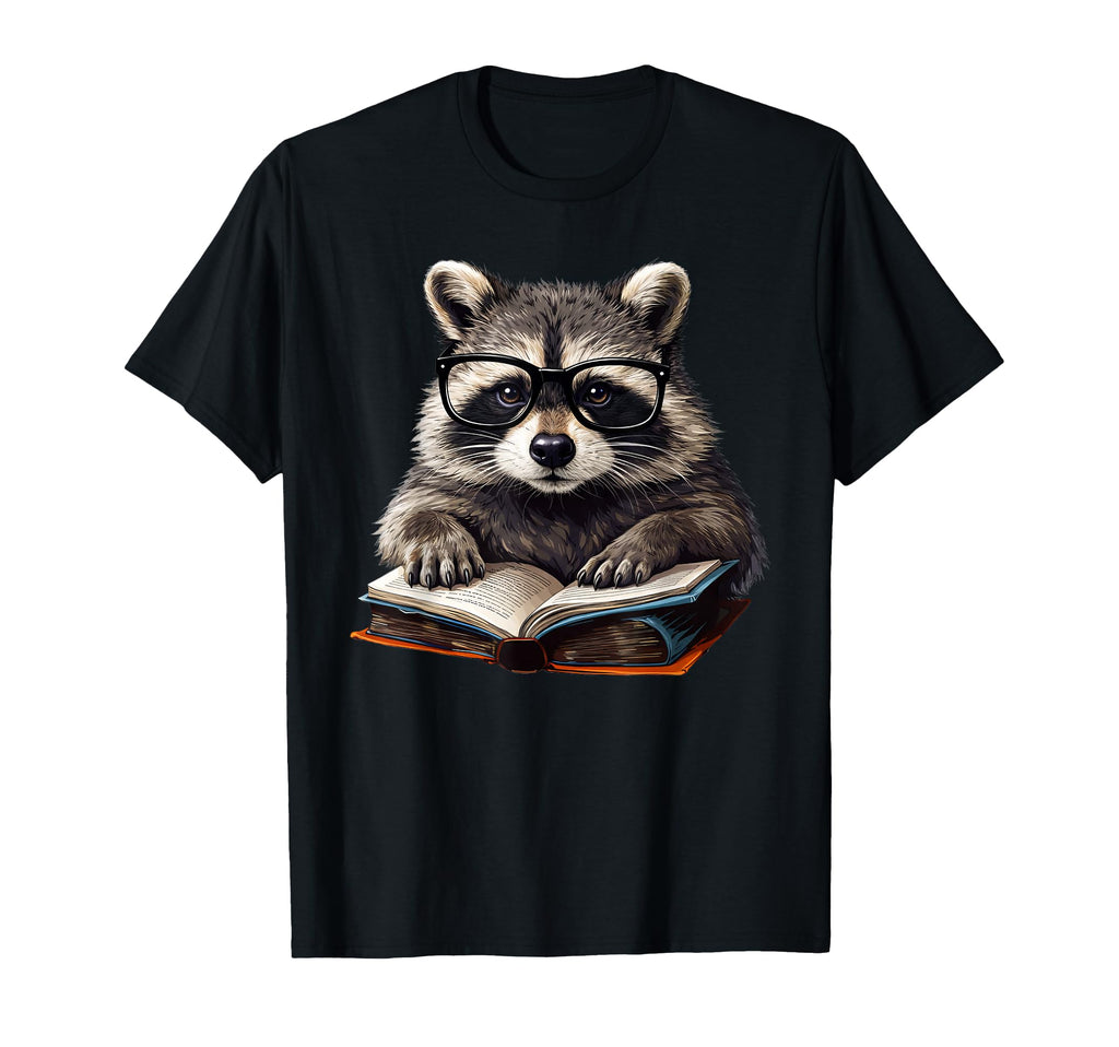Raccoon Reading Book Nerd T-Shirt - Fun Novelty Design Unisex - T-Shirt, Sweatshirt, Hoodie