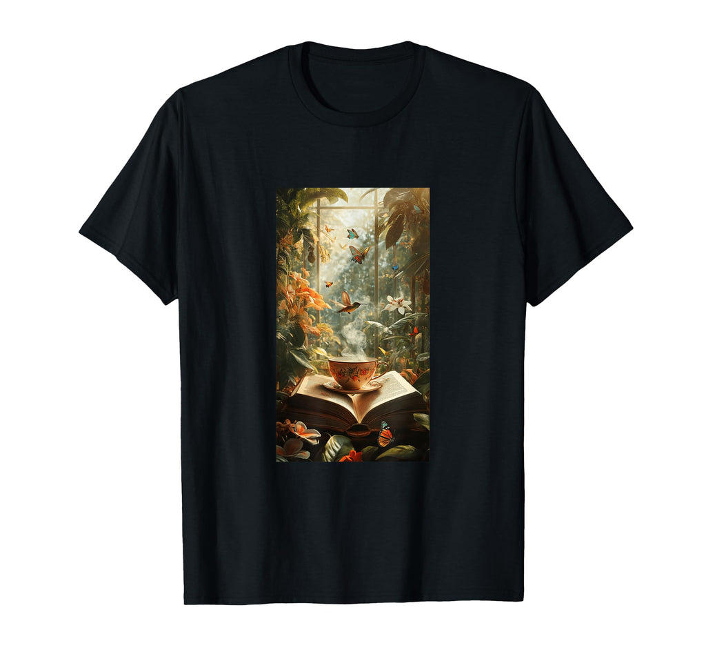 Magical Book Floral Coffee Books T-Shirt - Aesthetic Graphic for Adults - T-Shirt, Sweatshirt, Hoodie