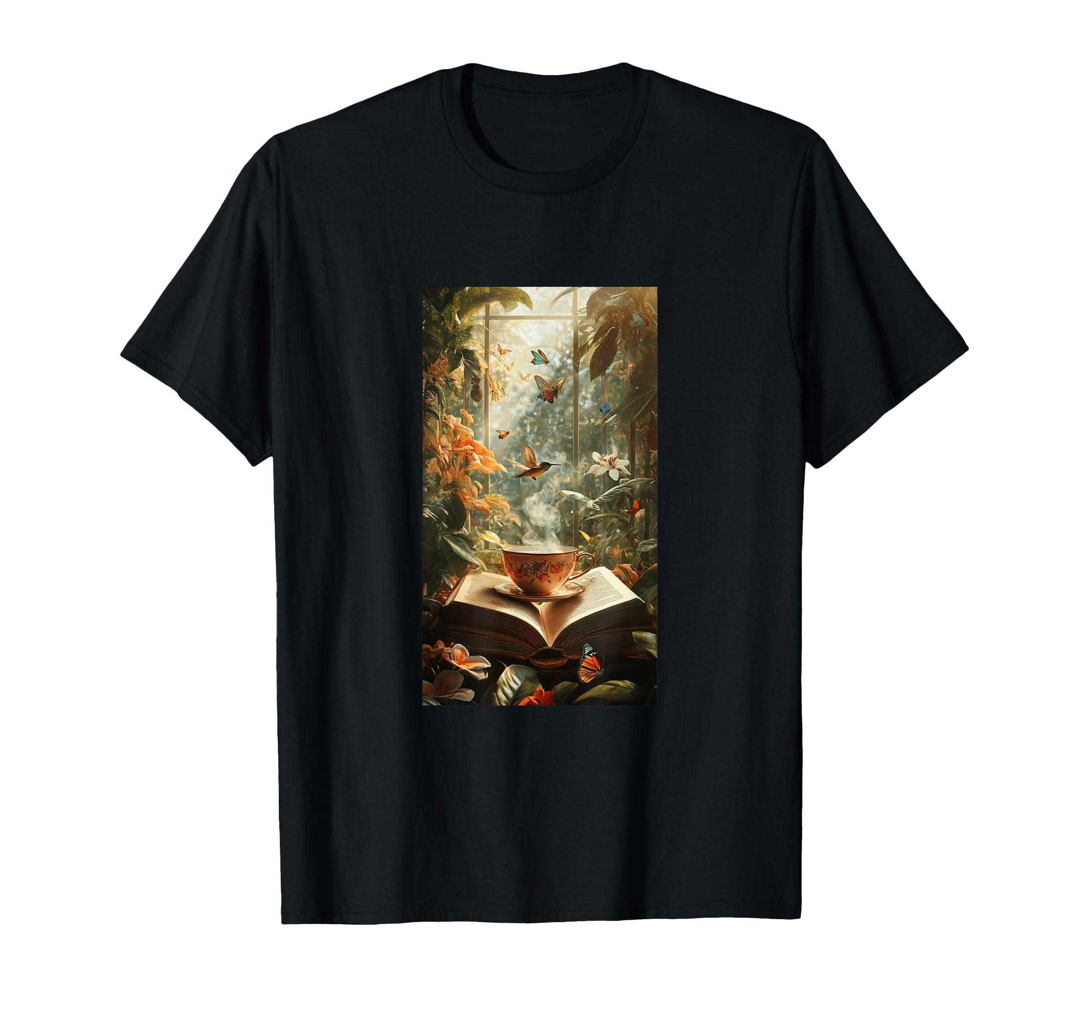 Magical Book Floral Coffee Books T-Shirt - Aesthetic Graphic for Adults - T-Shirt, Sweatshirt, Hoodie