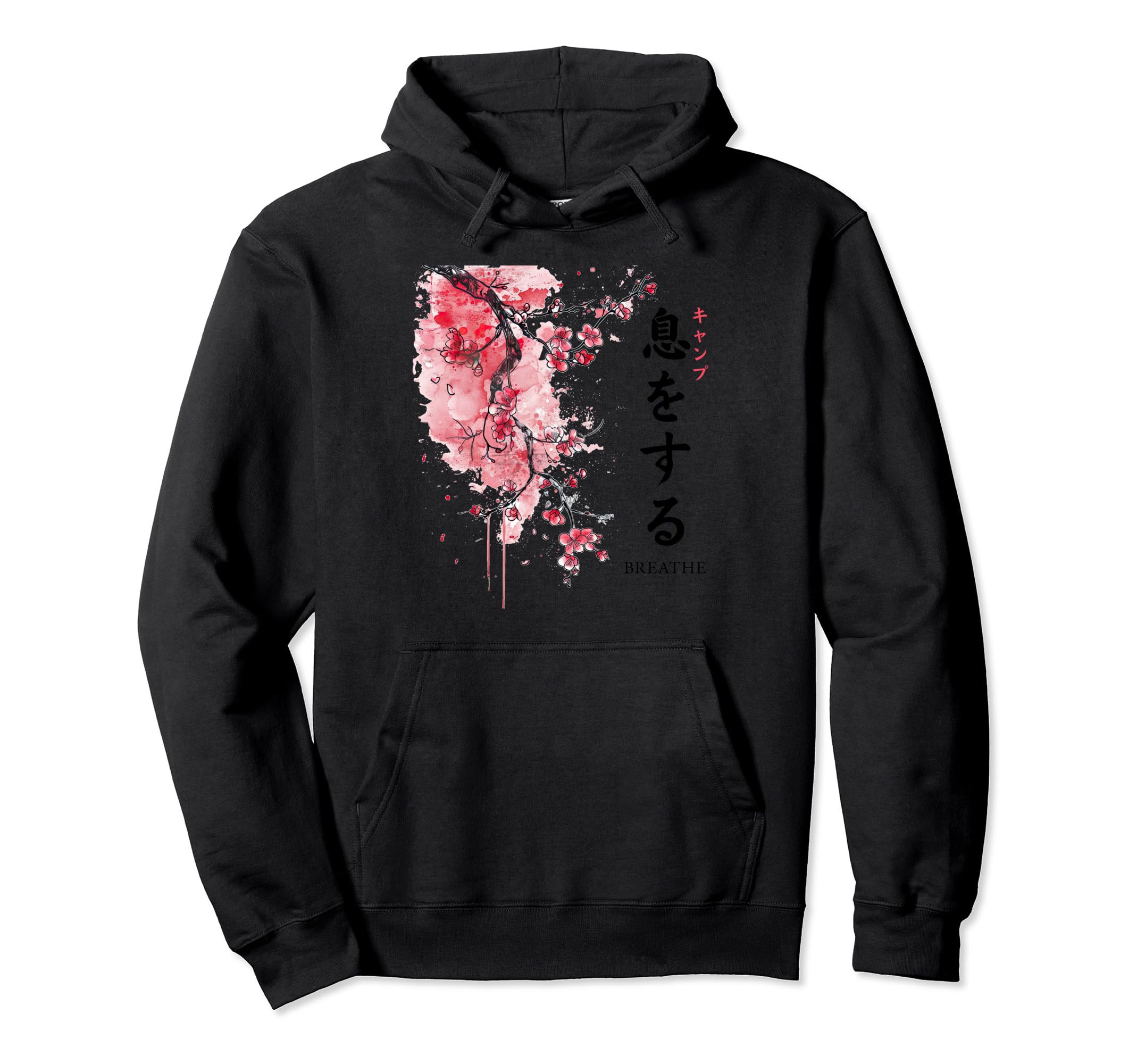 Breathe Kanji Sakura Flower Zen Meditation Hoodie - Novelty Apparel Unisex - T-Shirt, Sweatshirt, Hoodie