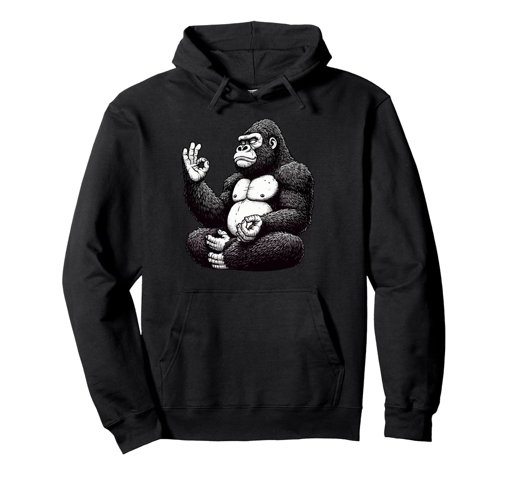 Meditation Gorilla Yoga Pose Relaxing Hoodie - Aesthetic Graphic Unisex - T-Shirt, Sweatshirt, Hoodie