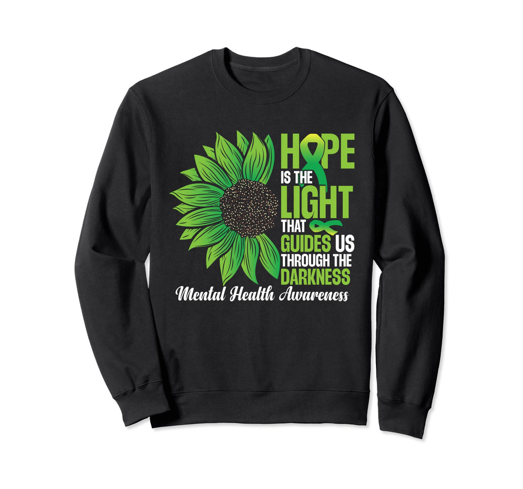 Green Ribbon Mental Health Sweatshirt - Trendy Graphic for Adults - T-Shirt, Sweatshirt, Hoodie