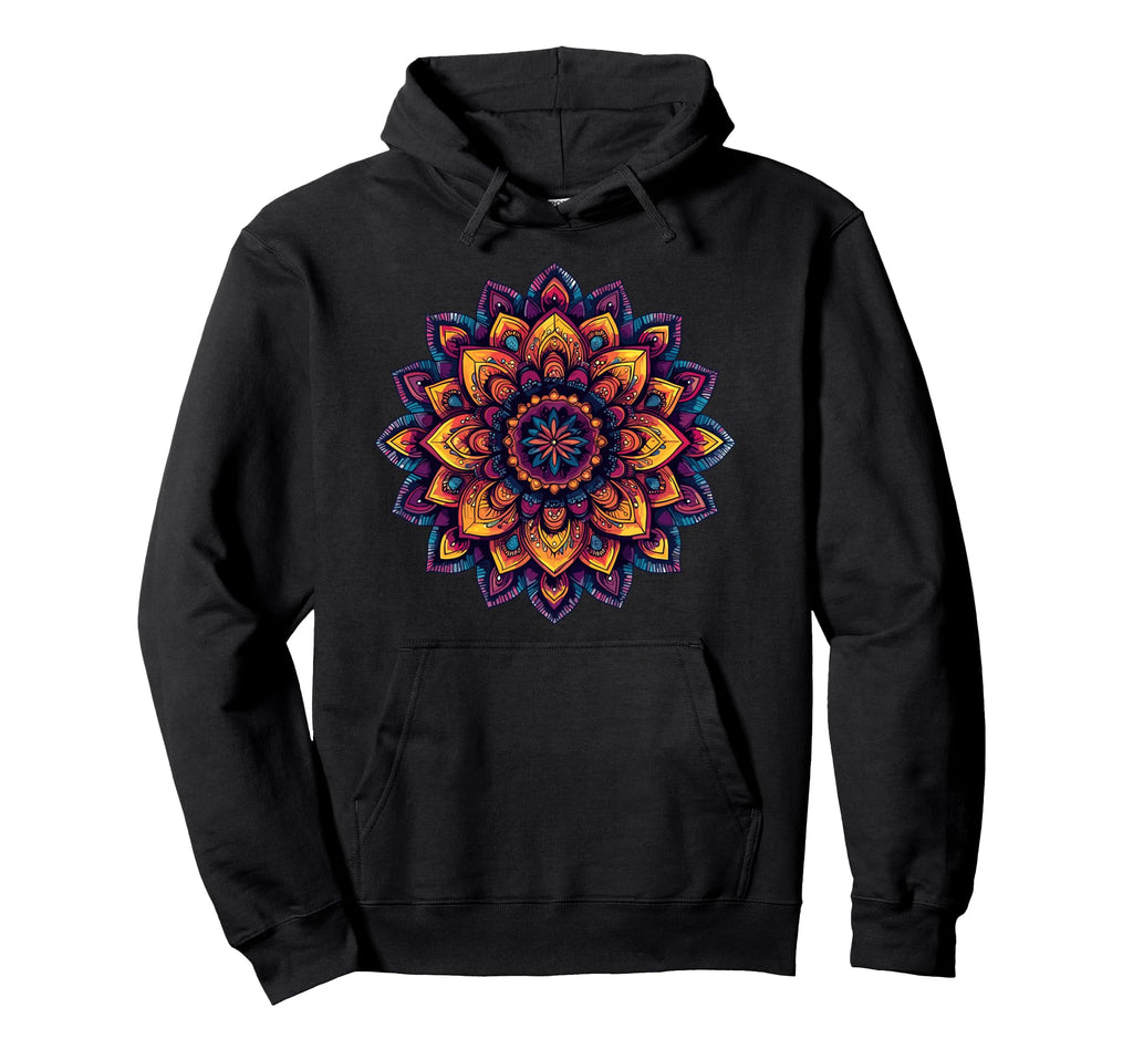 Vibrant Lotus Mandala Meditation And Hoodie - Graphic Print Men Women - T-Shirt, Sweatshirt, Hoodie