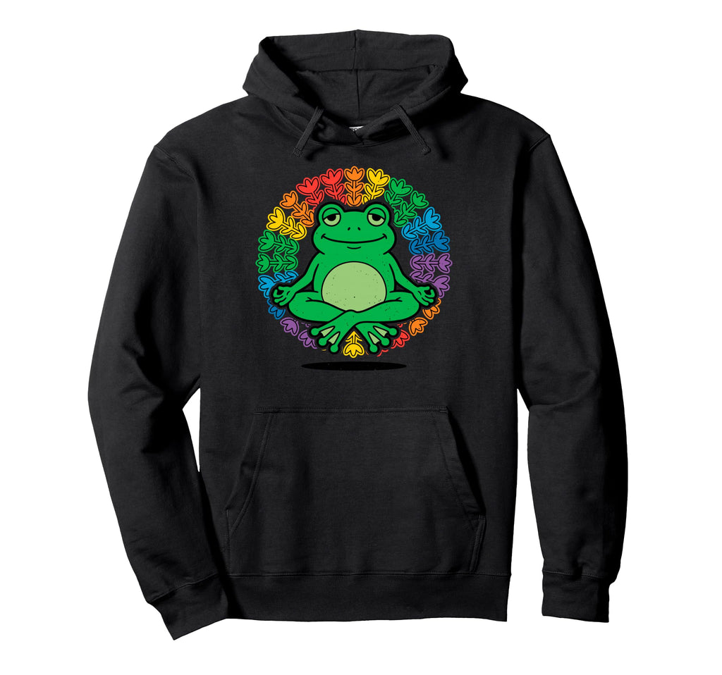 Funny Frog Yoga Lotus Pose Meditation Hoodie - Novelty Apparel Unisex - T-Shirt, Sweatshirt, Hoodie