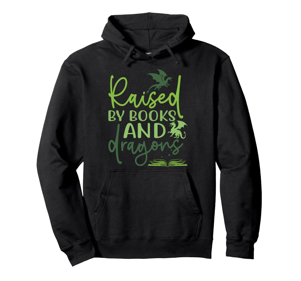 Raised Books And Dragons Fantasy Book Hoodie - Aesthetic Graphic Men Women - T-Shirt, Sweatshirt, Hoodie