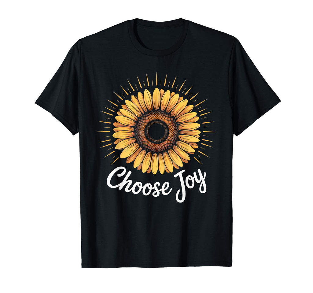 Choose Joy Minimalist Sunflower Positive T-Shirt - Graphic Print Men Women - T-Shirt, Sweatshirt, Hoodie