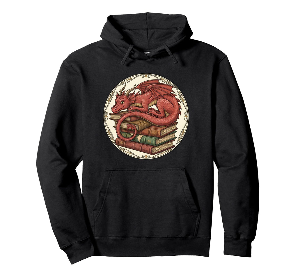 Book Lover Dragon Bookworm Reading Librarian Hoodie - Graphic Print Unisex - T-Shirt, Sweatshirt, Hoodie