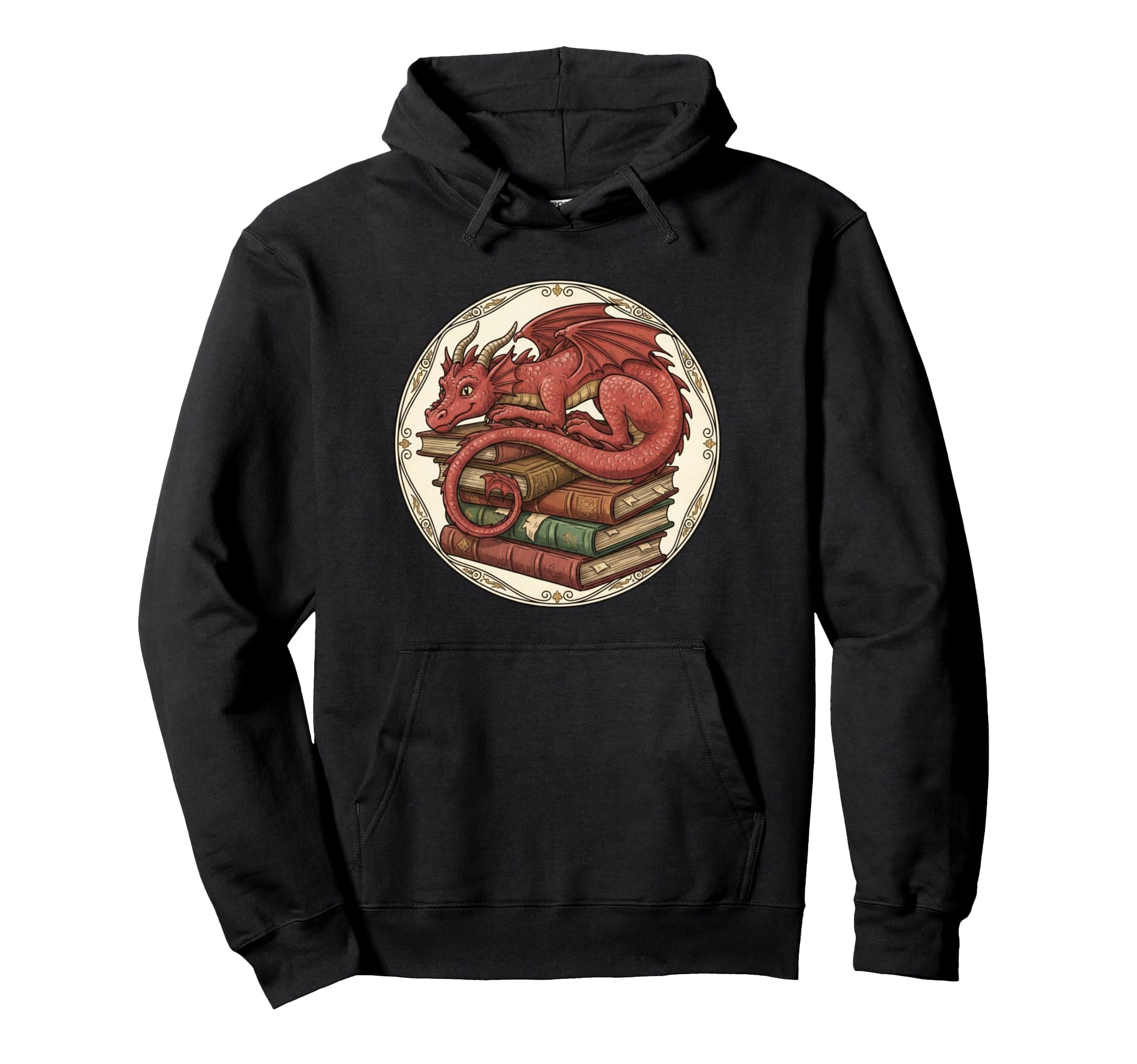 Book Lover Dragon Bookworm Reading Librarian Hoodie - Graphic Print Unisex - T-Shirt, Sweatshirt, Hoodie