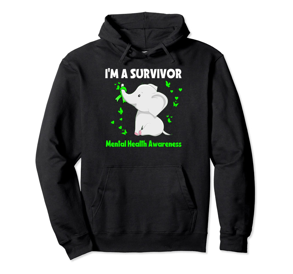 Elephant Im Survivor Mental Health Hoodie - Graphic Print for Adults - T-Shirt, Sweatshirt, Hoodie