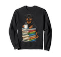Rottweiler Reading Books Drinking Sweatshirt - Novelty Apparel for Adults - T-Shirt, Sweatshirt, Hoodie