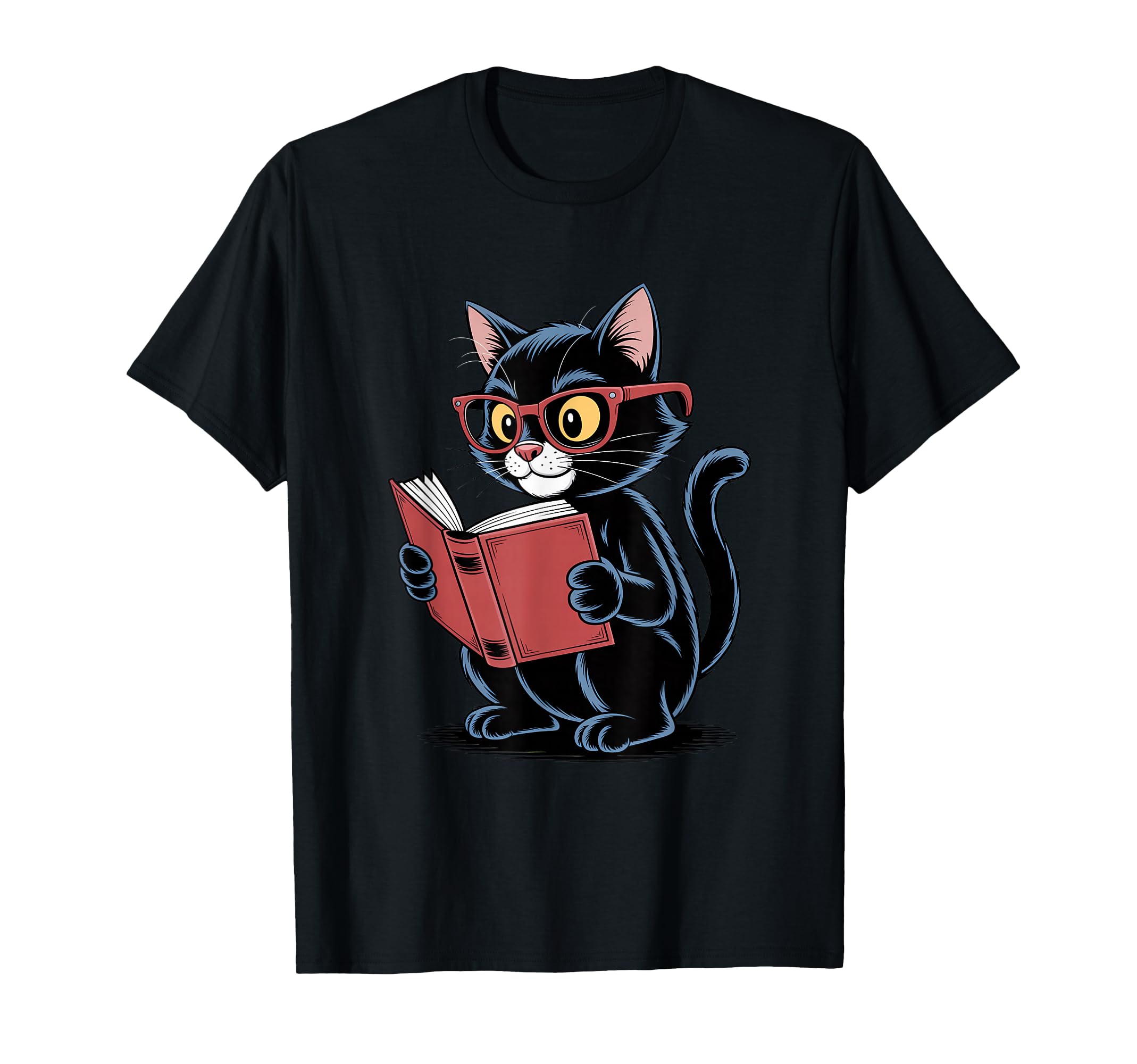 Cat Reading Book Nerd Kitty Bookworm T-Shirt - Custom Art Print for Adults - T-Shirt, Sweatshirt, Hoodie