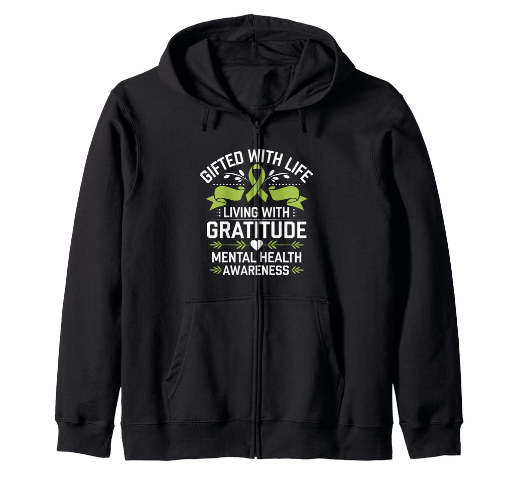 Mental Health Awareness Month Green Ribbon Hoodie - Graphic Print Men Women - T-Shirt, Sweatshirt, Hoodie