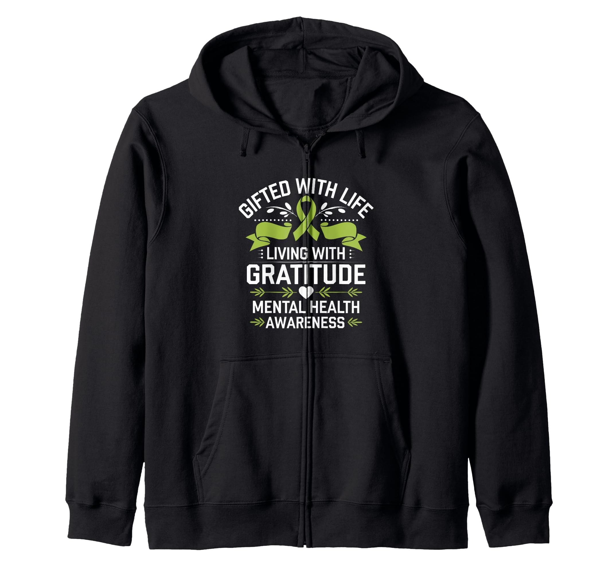 Mental Health Awareness Month Green Ribbon Hoodie - Graphic Print Men Women - T-Shirt, Sweatshirt, Hoodie