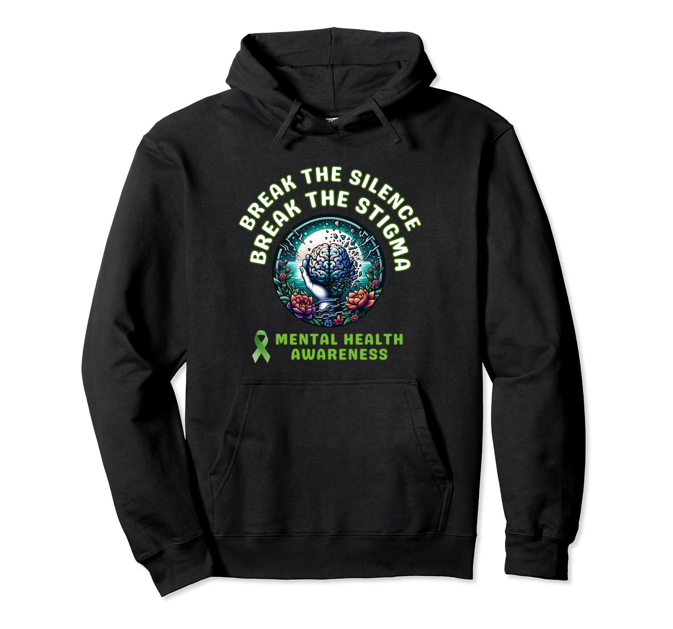 May We Wear Green Ribbon Mental Health Hoodie - Custom Art Print Unisex - T-Shirt, Sweatshirt, Hoodie