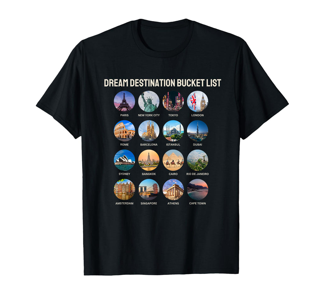 Checklist Dream Destination Bucket List T-Shirt - Minimalist Print Unisex - T-Shirt, Sweatshirt, Hoodie