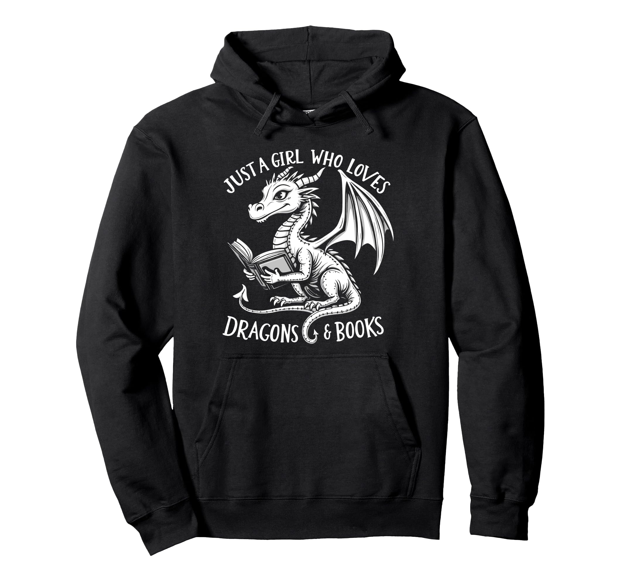 Just Who Loves Dragons And Books Book Hoodie - Minimalist Print for Adults - T-Shirt, Sweatshirt, Hoodie