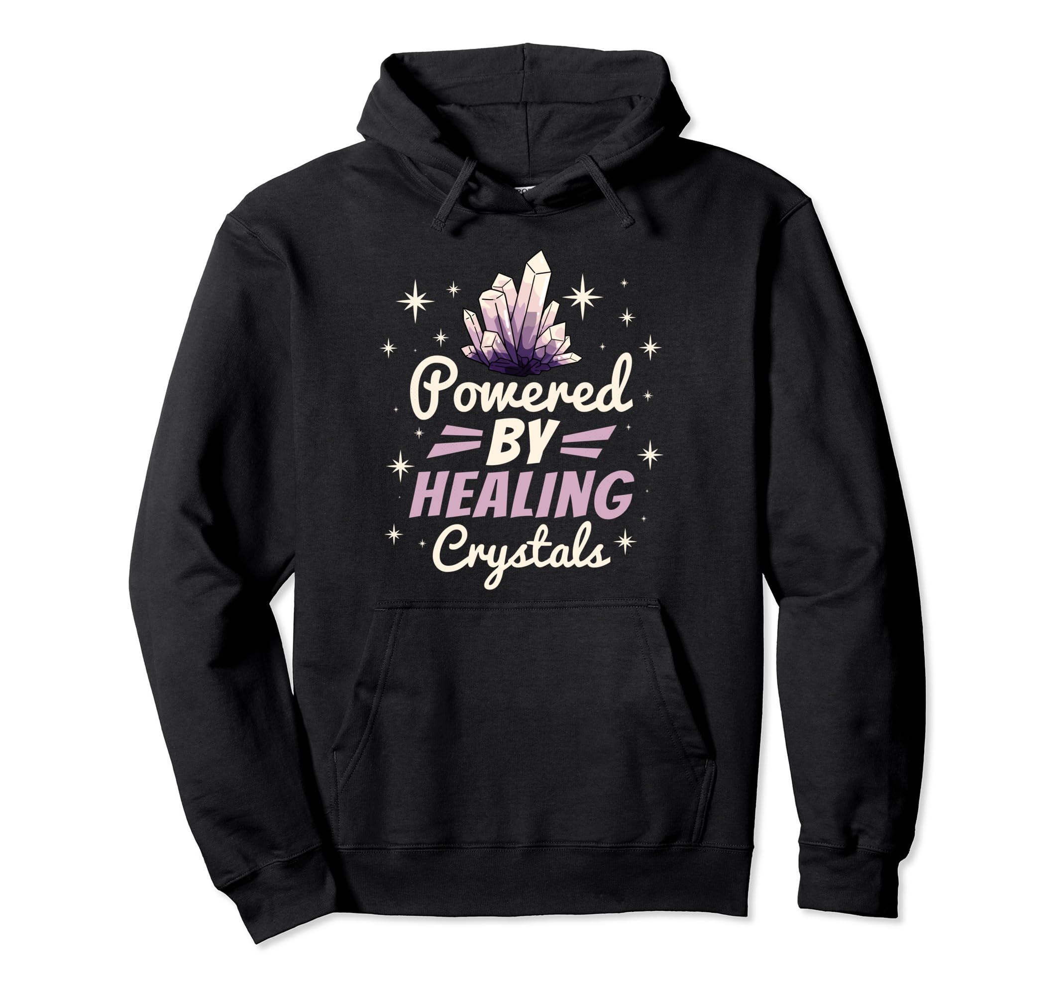 Powered Healing Crystals Gemstone Hoodie - Fun Novelty Design for Adults - T-Shirt, Sweatshirt, Hoodie