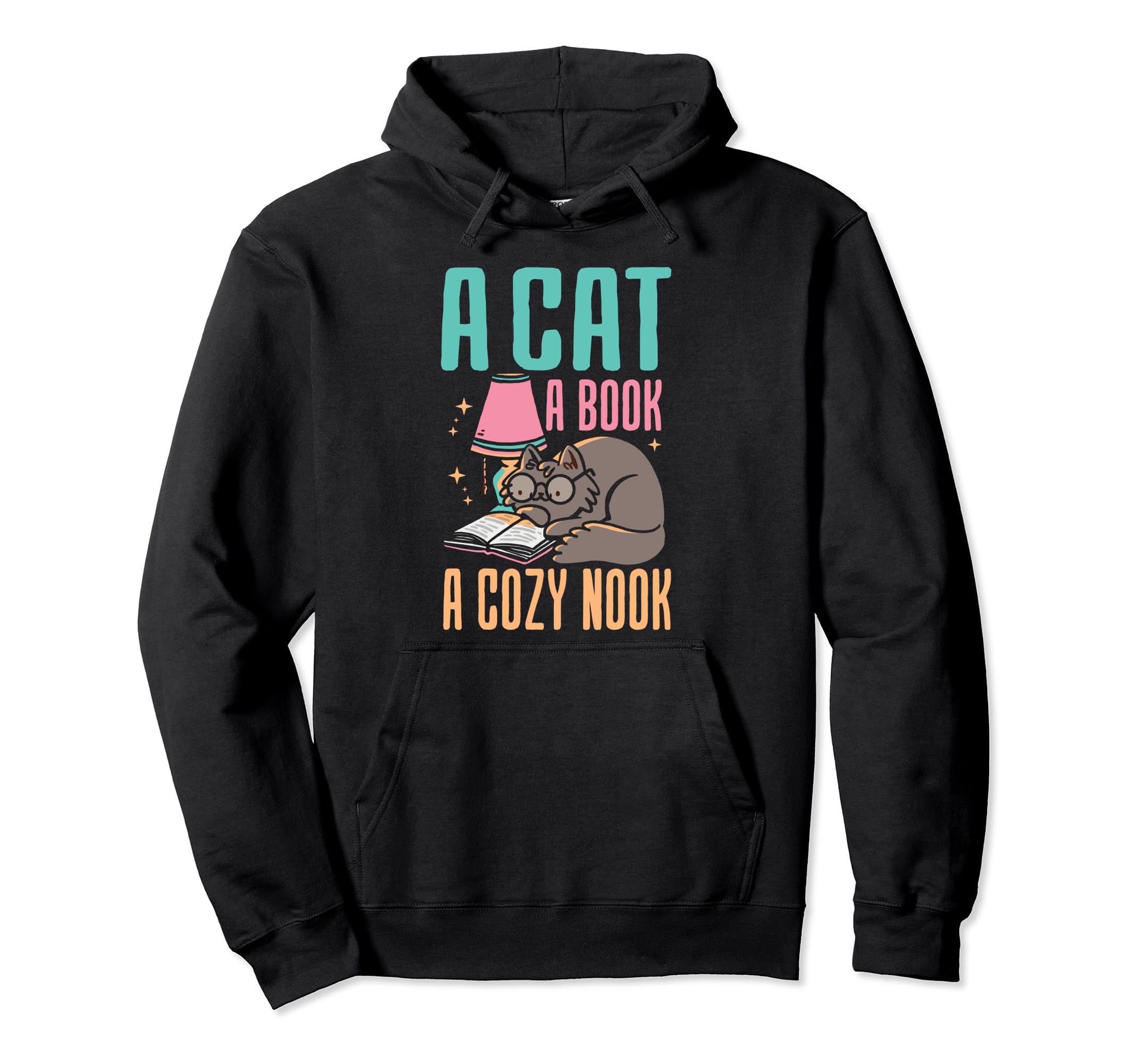 Cat Book Cozy Nook Cats And Books Hoodie - Casual Everyday Wear for Adults - T-Shirt, Sweatshirt, Hoodie
