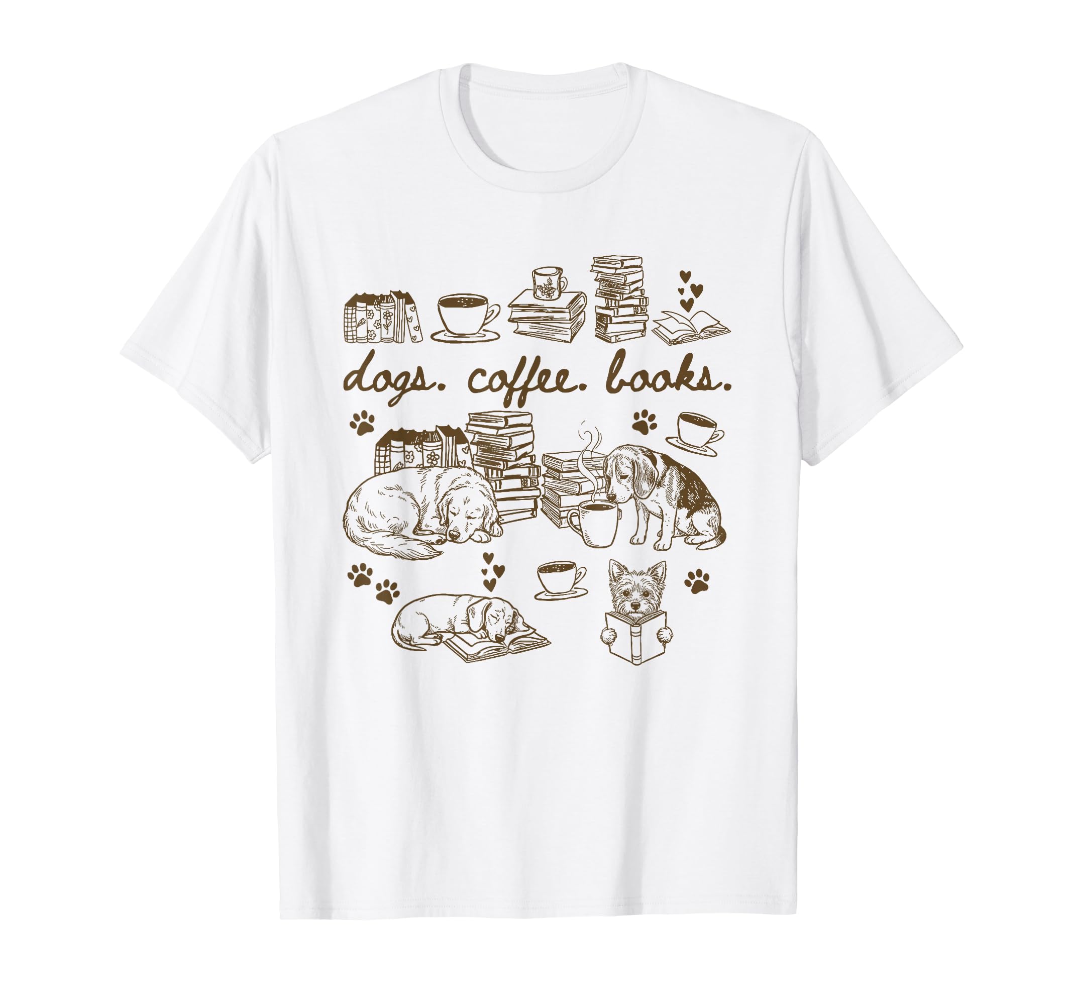 Dogs Coffee Books Lover Sweatshirt - Fun Novelty Design for Adults - T-Shirt, Sweatshirt, Hoodie